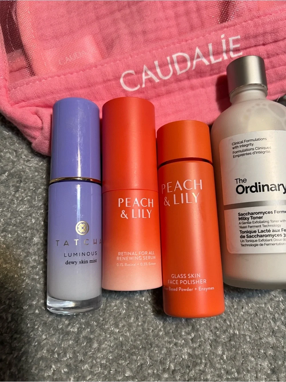 Caudalie Pink Travel Pouch with Skincare Set
